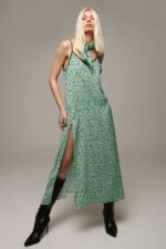 Split thigh dress dots