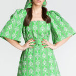 PELIKI printed mini dress by Melitta with puff sleeves and ornamental pattern
