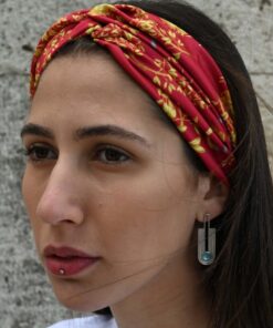 The Great satin headband by Zografos Concept, handmade in Greece, close-up view on model – IGO Project
