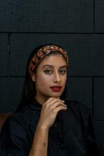 The King Black satin headband