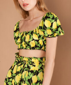 Model wearing Fantasia Lemon Shorts by Mallory The Label – IGO Project