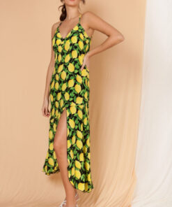 Model wearing Sicilia Lemon Dress by Mallory The Label – IGO Project front view