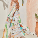 Voyage Silk Kaftan Cactus Print