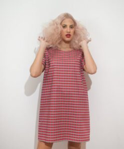 Pink Tubes T-Dress by Klelia Andrali – front view cotton dress