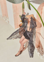 Voyage silk kaftan black birds print - Image 3