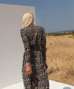 Flory Leopard Wrap Midi Dress styled with boots – Mallory The Label at IGO Project