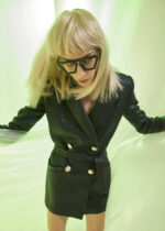 Front view of Cosmic Suiting 03 Blazer Black Wax by THE KNLs