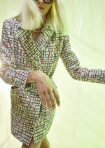 Model wearing Cosmic Suiting 03 Blazer Plaid by THE KNLs