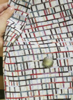 Plaid fabric detail of Cosmic Suiting 03 Blazer by THE KNLs