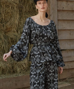 lacha Top Black Vase Print front view – Melitta Official