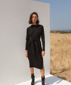 Lena Black Dress by Mallory – elegant black knit midi dress | IGO Project
