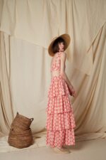 Linaria skirt back view round red print by Melitta
