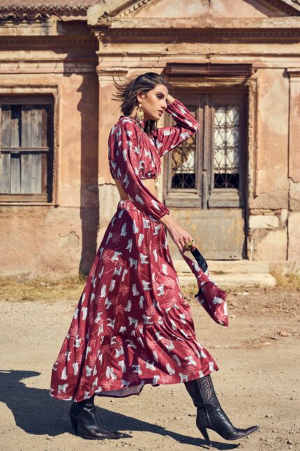 Crimson Martini skirt side view by Aitheras Clothing