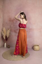 Raya wide leg pants back view showing elastic waistband