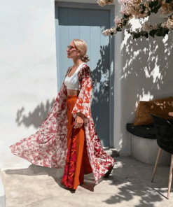 Raya Pants styled with kimono Daphne Alex summer outfit