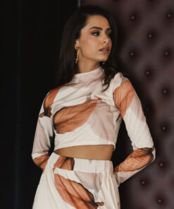 Close-up of Eucalyptus Reverie Ecru Top by Atheras Clothing