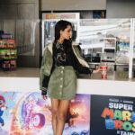 Khaki mini skirt by Aitheras Clothing full body look size S/M