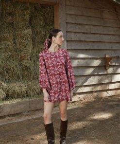 Agiasos Mini Dress Bordeaux Vase Print front look