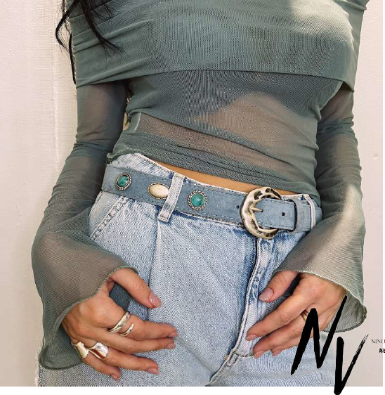 Womens Blue Leather Castor Belt_NV_Nino Venturi_WB721_2