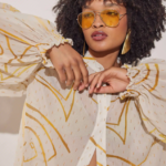 Eros printed tunic top gold intimacy print by The KNLs front view