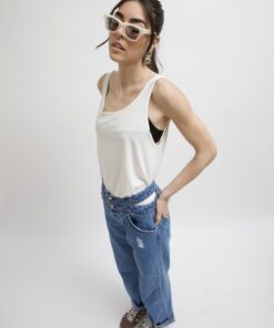 Boundle Wide Legs Blue Jeans by The KNLs – Front view