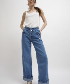 Boundle Wide Legs Blue Jeans by The KNLs – Full look outfit