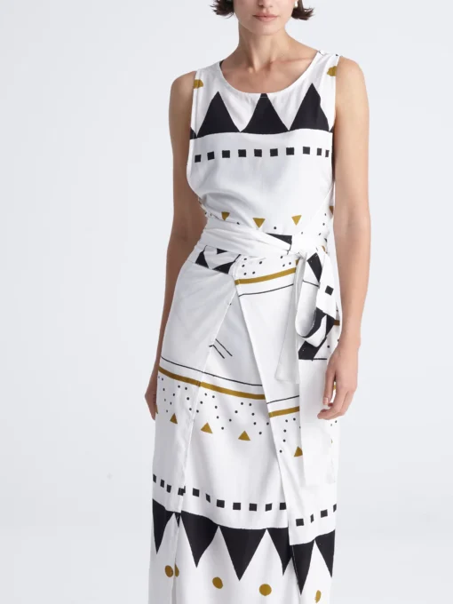 HIGH TIDE Open Wrap Dress close-up – Cleo Gatzeli