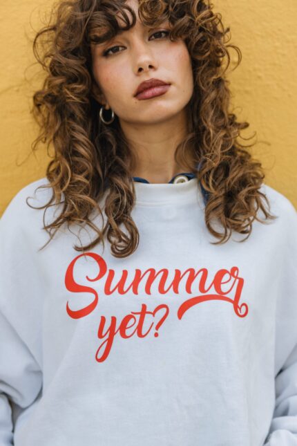 Not Yet Sweatshirt by Aitheras Clothing front view with statement print