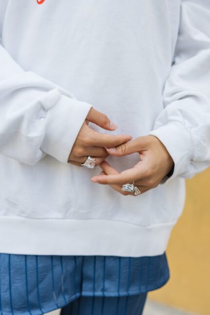 Not Yet Sweatshirt by Aitheras Clothing detail of fabric and fit